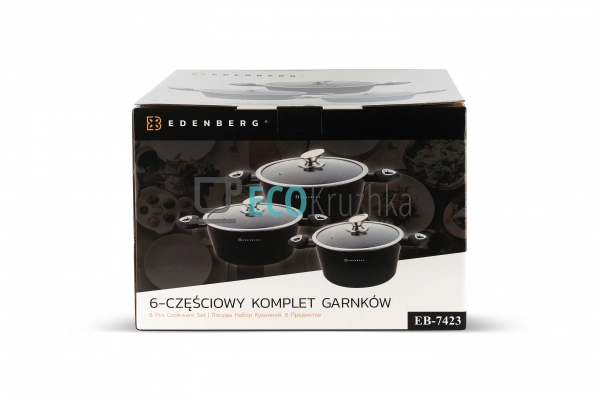 Набір каструль Edenberg 8 предметів з мармуровим антипри ... Набір каструль Edenberg 8 предметів з мармуровим антипри ...