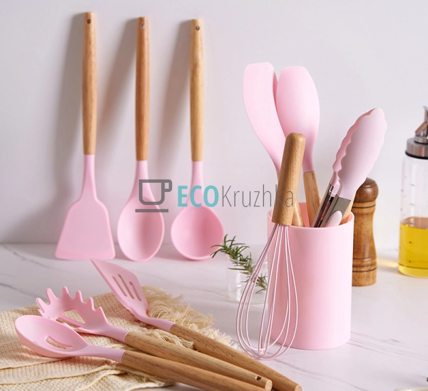 Набір кухонного приладдя 12 предметів з бамбуковою ручко ...