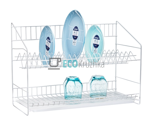 Сушка для посуду з металева двоярусна 56 х 40 см Біла Sp ... Сушка для посуду з металева двоярусна 56 х 40 см Біла Sp ...