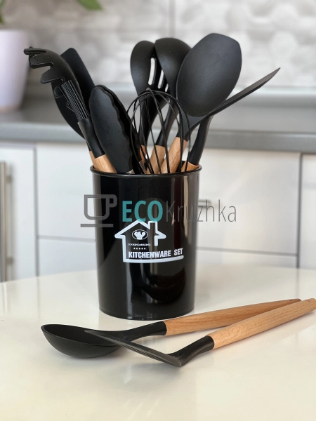 Набір кухонного приладдя 12 предметів з бамбуковою ручко ...