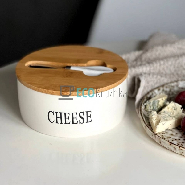 Сирниця з керамічним ножем та бамбуковою кришкою 16х7,5 ... Сирниця з керамічним ножем та бамбуковою кришкою 16х7,5 ...